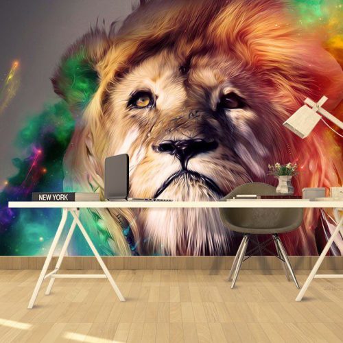 Ταπετσαρία Τοίχου Psychedelic Πολύχρωμο Λιοντάρι