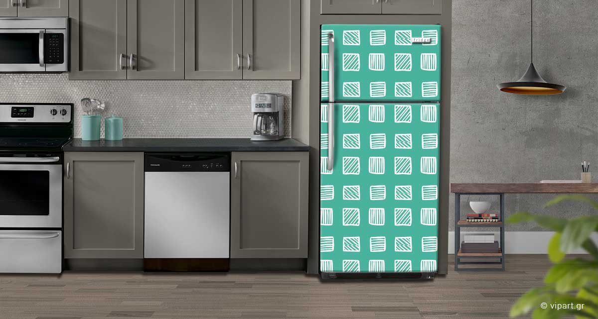 Αυτοκόλλητο Ψυγείου " Retro Style Geometric Squares "