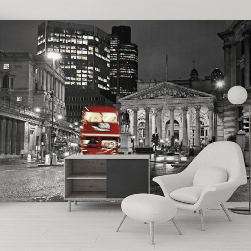 Ταπετσαρία Τοίχου Bus England London Black And White