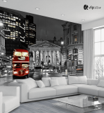 Ταπετσαρία Τοίχου Bus England London Black And White
