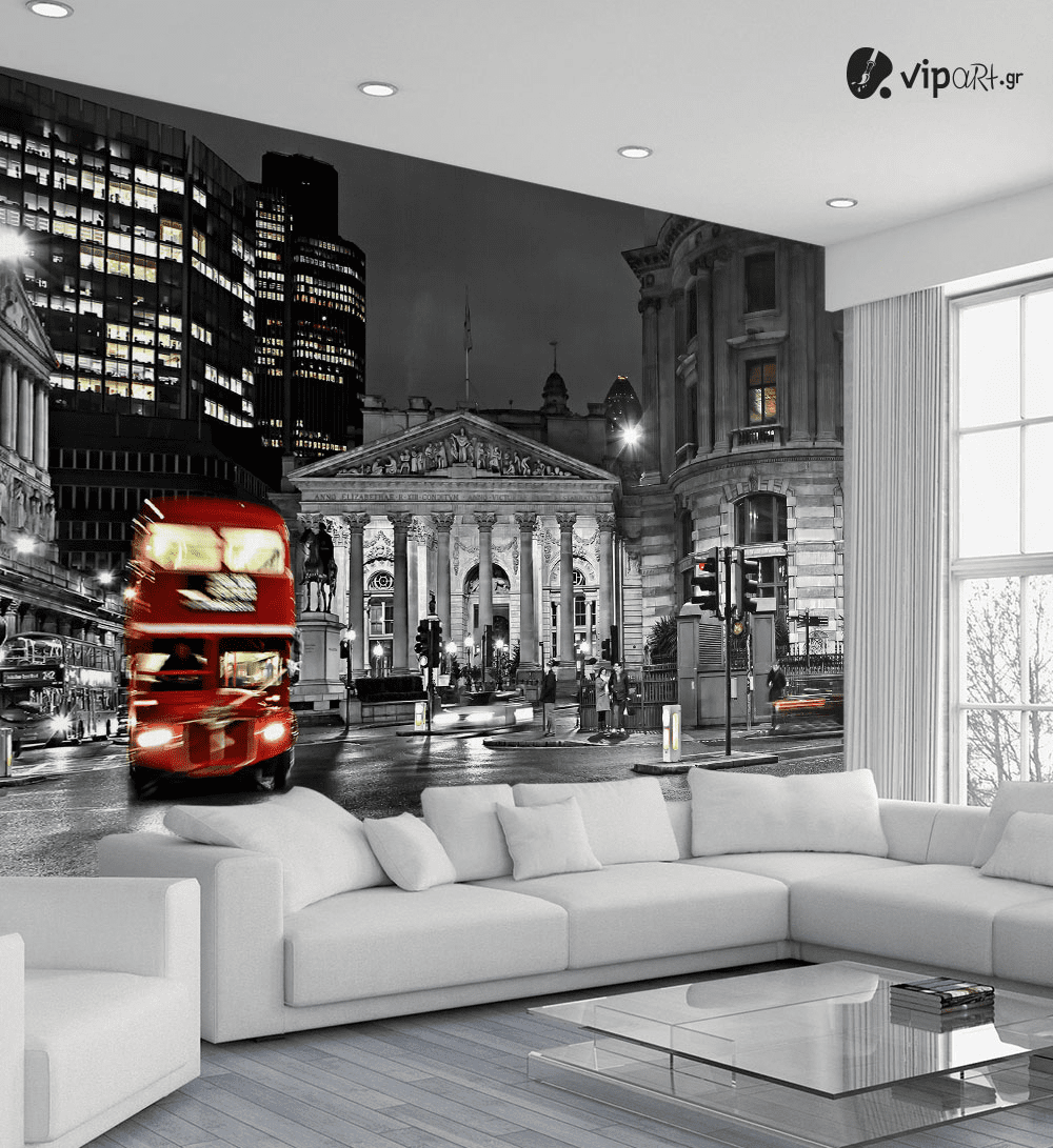 Ταπετσαρία Τοίχου Bus England London Black And White