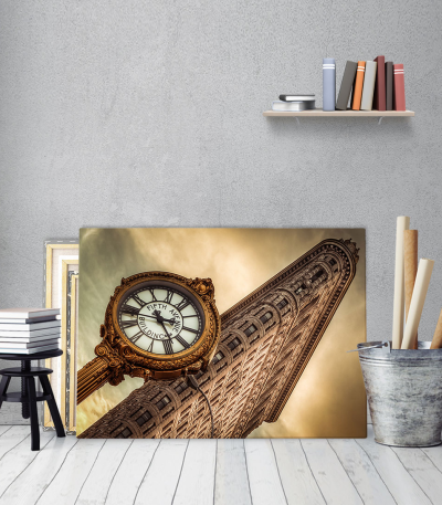 Πίνακας Καμβάς vintage ρολόι- Brown Watch New York City Manhattan
