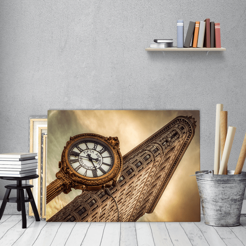 Πίνακας Καμβάς vintage ρολόι- Brown Watch New York City Manhattan