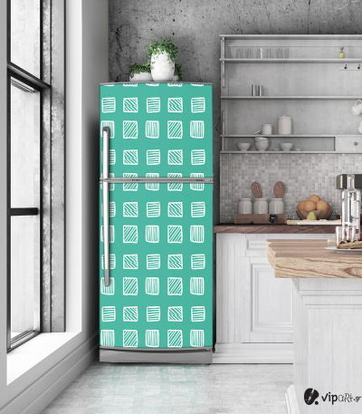 Αυτοκόλλητο Ψυγείου με εκτύπωση " Retro Style Geometric Squares "