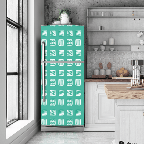 Αυτοκόλλητο Ψυγείου με εκτύπωση " Retro Style Geometric Squares "