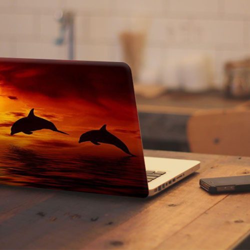 Αυτοκόλλητο Λάπτοπ " Sunset Dolphins "
