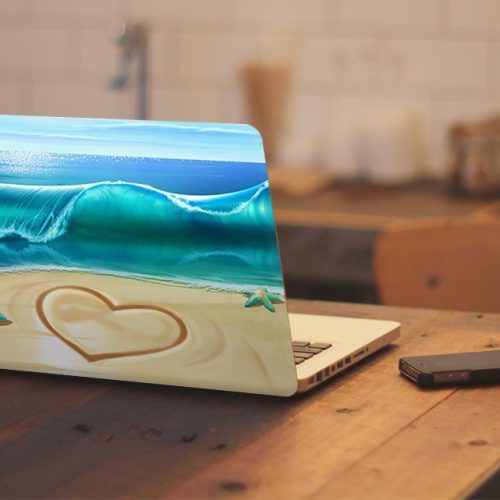 Αυτοκόλλητο Λάπτοπ "Beach Heart Wave "