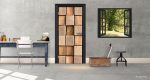 Αυτοκόλλητο Πόρτας " Wooden Cubes"