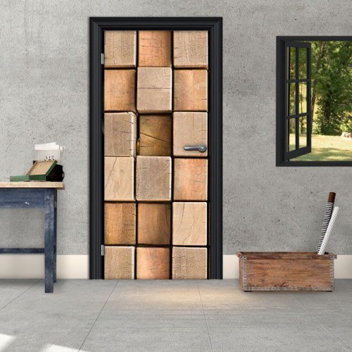 Αυτοκόλλητο Πόρτας " Wooden Cubes"