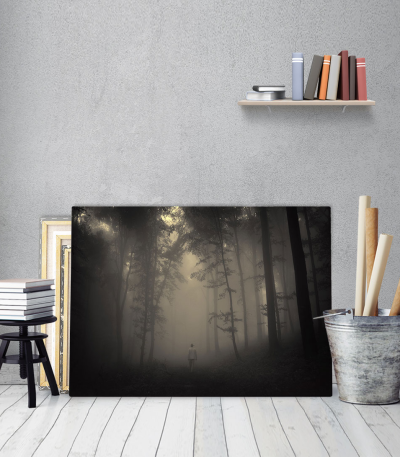 Πίνακας Καμβάς Ομίχλη Δάσος Fog Forest Man