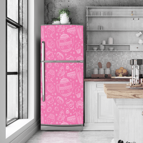 Αυτοκόλλητο Ψυγείου με εκτύπωση Ροζ σκίτσο - "Pink Sketch"
