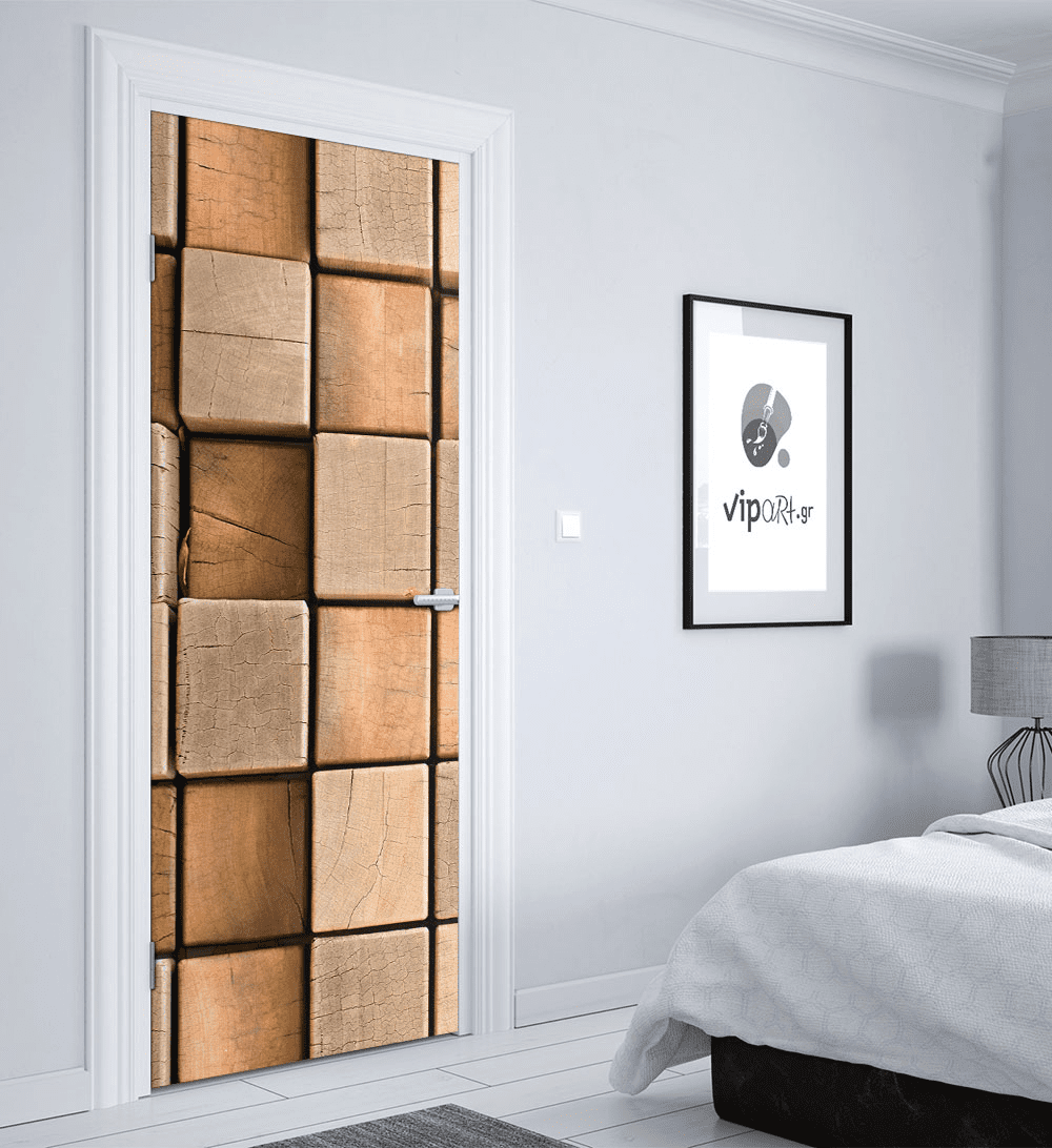 Αυτοκόλλητο Πόρτας με εκτύπωση ξύλο " Wooden Cubes" Αυτοκόλλητο Πόρτας με εκτύπωση ξύλο " Wooden Cubes"