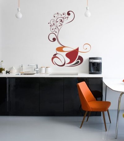 Αυτοκόλλητο Τοίχου "Coffee Floral"