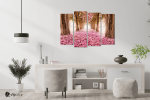 Πίνακας Καμβάς Τετράπτυχος Spring Pink Flowers - Ροζ λουλούδια άνοιξη