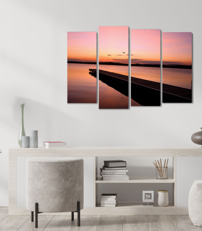Πίνακας Καμβάς Τετράπτυχος Sunset View - Ηλιοβασίλεμα