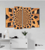 Πίνακας Καμβάς Τετράπτυχος Wooden Design - Ξύλινο σχέδιο