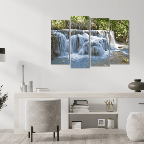 Πίνακας Καμβάς Τετράπτυχος Nature Waterfall - Καταρράκτης φύση