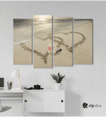 Πίνακας Καμβάς Τετράπτυχος Sea & Hearts