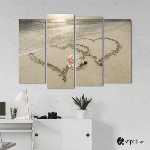 Πίνακας Καμβάς Τετράπτυχος Sea & Hearts