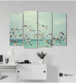 Πίνακας Καμβάς Τετράπτυχος Birds Flying - Πουλιά που πετούν