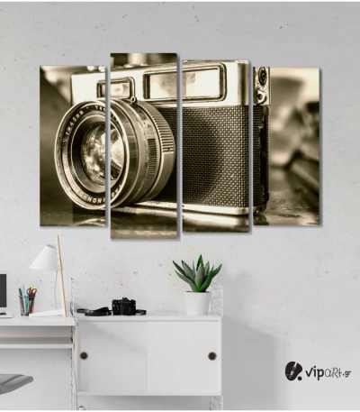 Πίνακας Καμβάς Τετράπτυχος vintage Retro Camera