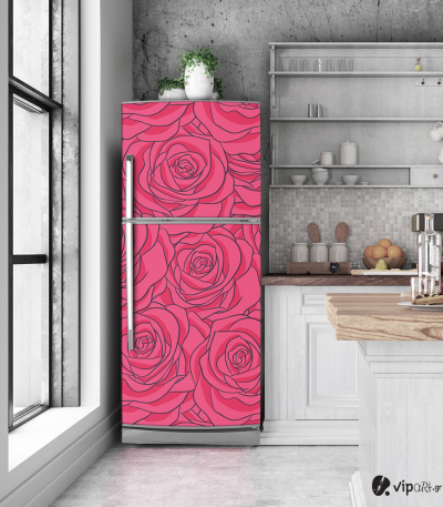Αυτοκόλλητο Ψυγείου με εκτύπωση ρόζ "Rose Pattern"