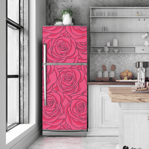 Αυτοκόλλητο Ψυγείου με εκτύπωση ρόζ "Rose Pattern"