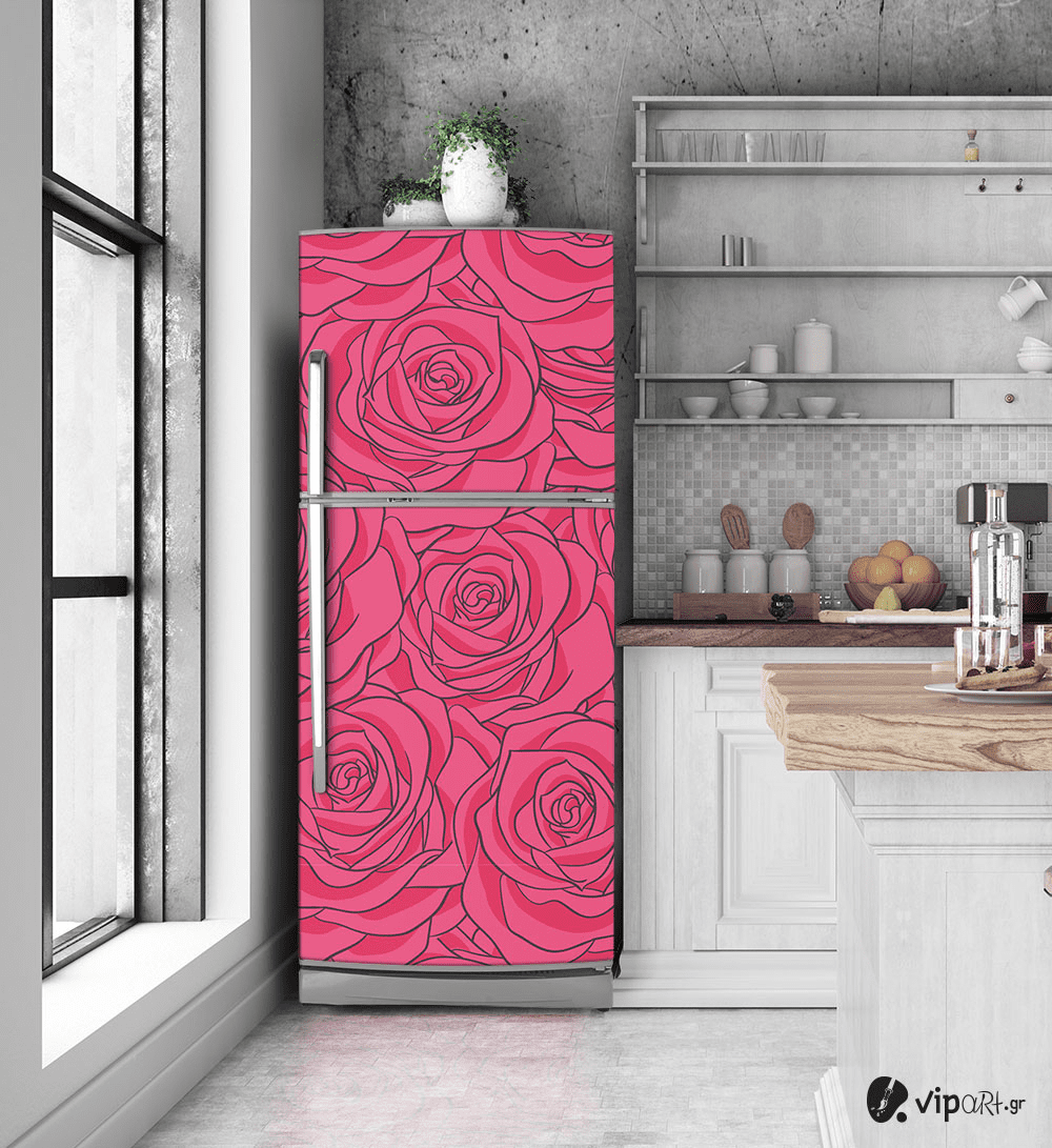 Αυτοκόλλητο Ψυγείου με εκτύπωση ρόζ "Rose Pattern" Αυτοκόλλητο Ψυγείου με εκτύπωση ρόζ "Rose Pattern"