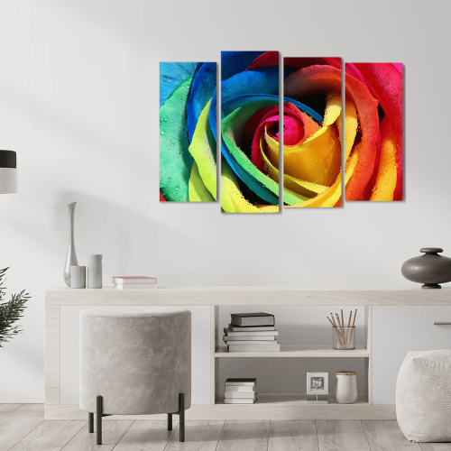 Πίνακας Καμβάς Τετράπτυχος Colored Rose - Χρωματιστό τριαντάφυλλο