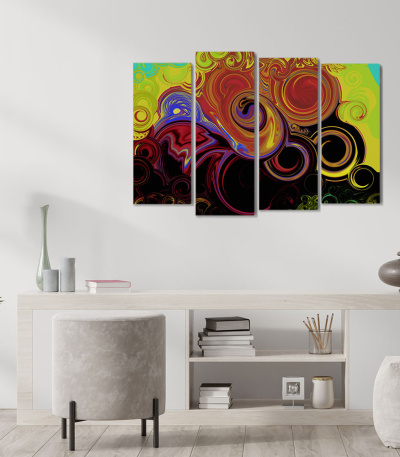 Πίνακας Καμβάς Τετράπτυχος Modern Spiral Art - Σύγχρονη σπειροειδής τέχνη