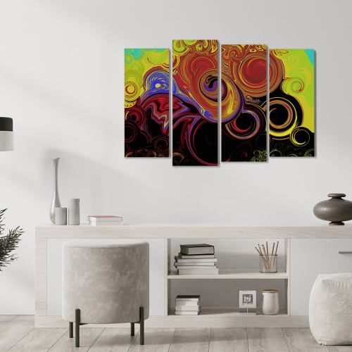Πίνακας Καμβάς Τετράπτυχος Modern Spiral Art - Σύγχρονη σπειροειδής τέχνη