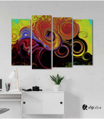 Πίνακας Καμβάς Τετράπτυχος Modern Spiral Art - Σύγχρονη σπειροειδής τέχνη