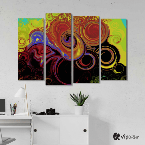 Πίνακας Καμβάς Τετράπτυχος Modern Spiral Art - Σύγχρονη σπειροειδής τέχνη