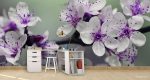 Ταπετσαρία Τοίχου Purple Flowers