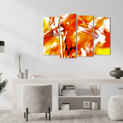 Πίνακας Καμβάς Τετράπτυχος Orange Artistic Paint - Πορτοκαλί καλλιτεχνικό χρώμα
