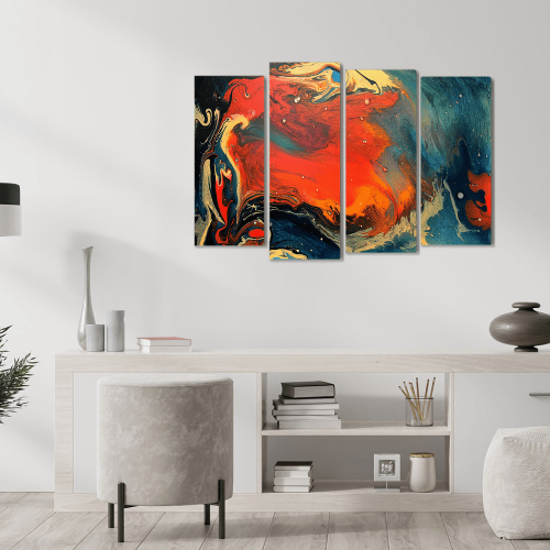 Πίνακας Καμβάς Τετράπτυχος Colored Wavy Design - Χρωματιστό κυματιστό σχέδιο