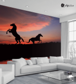 Ταπετσαρία Τοίχου άλογα ηλιοβασίλεμα Horses Sunset