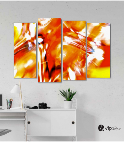 Πίνακας Καμβάς Τετράπτυχος Orange Artistic Paint - Πορτοκαλί καλλιτεχνικό χρώμα