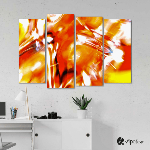 Πίνακας Καμβάς Τετράπτυχος Orange Artistic Paint - Πορτοκαλί καλλιτεχνικό χρώμα