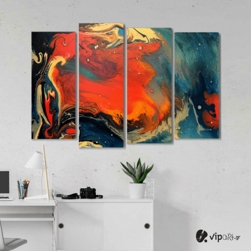 Πίνακας Καμβάς Τετράπτυχος Colored Wavy Design - Χρωματιστό κυματιστό σχέδιο