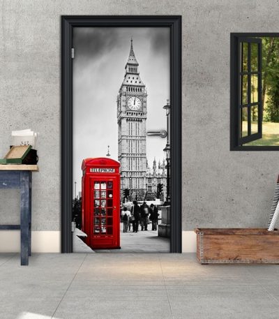 Αυτοκόλλητο Πόρτας "London Black&White Red"