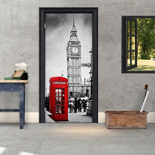 Αυτοκόλλητο Πόρτας "London Black&White Red"