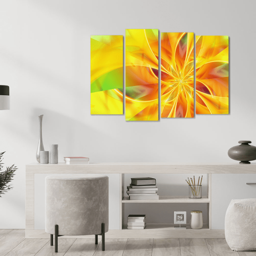 Πίνακας Καμβάς Τετράπτυχος Flower Orange Spiral - Λουλούδι πορτοκαλί σπείρα