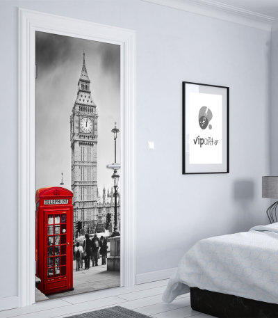 Αυτοκόλλητο Πόρτας με εκτύπωση "London Black&White Red"