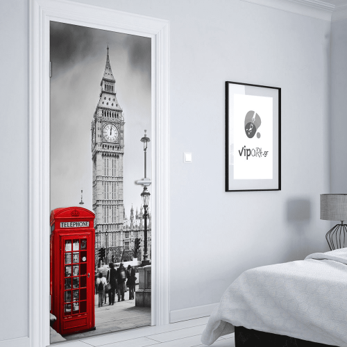 Αυτοκόλλητο Πόρτας με εκτύπωση "London Black&White Red"