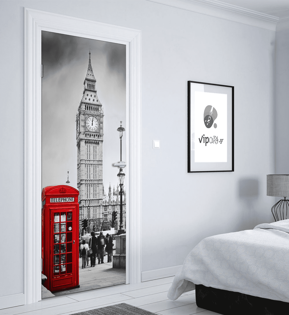 Αυτοκόλλητο Πόρτας με εκτύπωση "London Black&White Red"