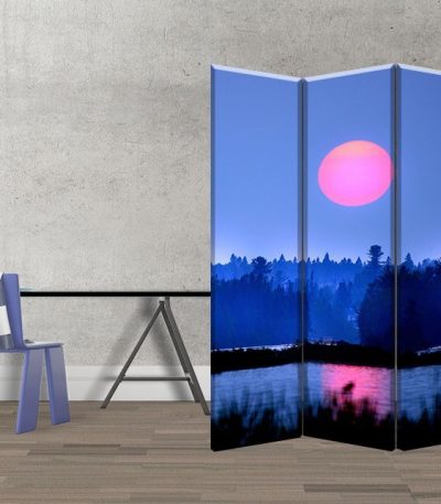 Παραβάν Τρίπτυχο Blue Night Pink Moon