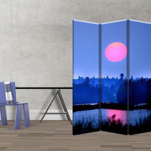 Παραβάν Τρίπτυχο Blue Night Pink Moon