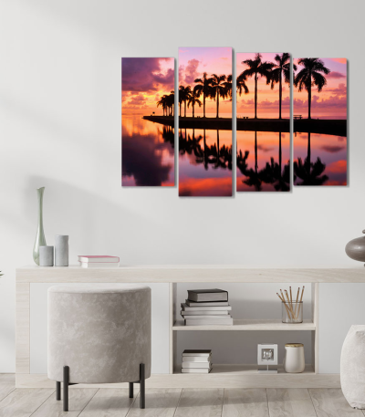 Πίνακας Καμβάς Τετράπτυχος Palmetto Bay Miami
