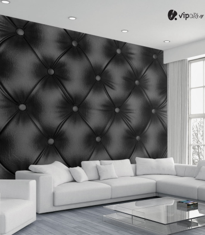 Ταπετσαρία Τοίχου μαύρο δέρμα Leather Lux